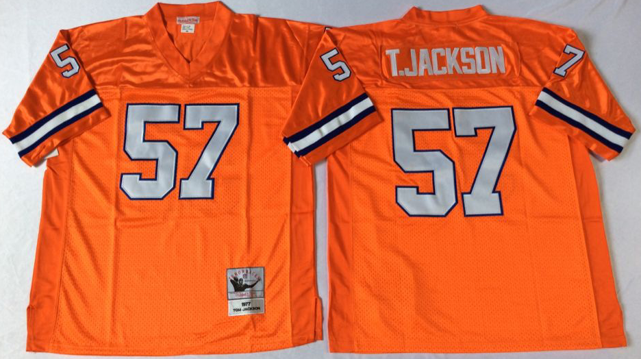 Men NFL Denver Broncos #57 T Jackson orange Mitchell Ness jerseys->denver broncos->NFL Jersey